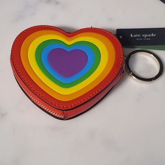 Kate Spade Rainbow Heart Coin Purse/Keychan/Charm - Picture 4 of 6